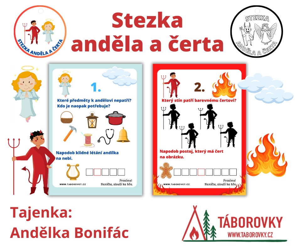 Stezka plná úkolů od čerta a anděla vhodná na mikulášskou zábavu 